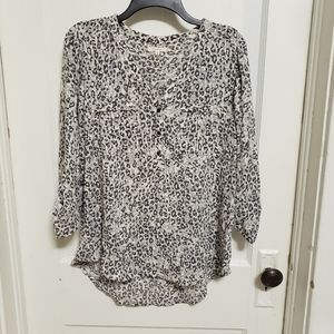 Grey Leopard Print Blouse